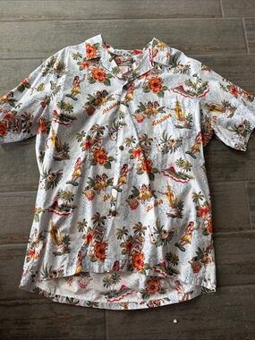 Hilo Hattie White Aloha Tropical Print Button-Down Shirt